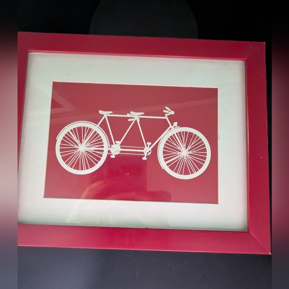 Modern Red Bicycle Art with White Frame